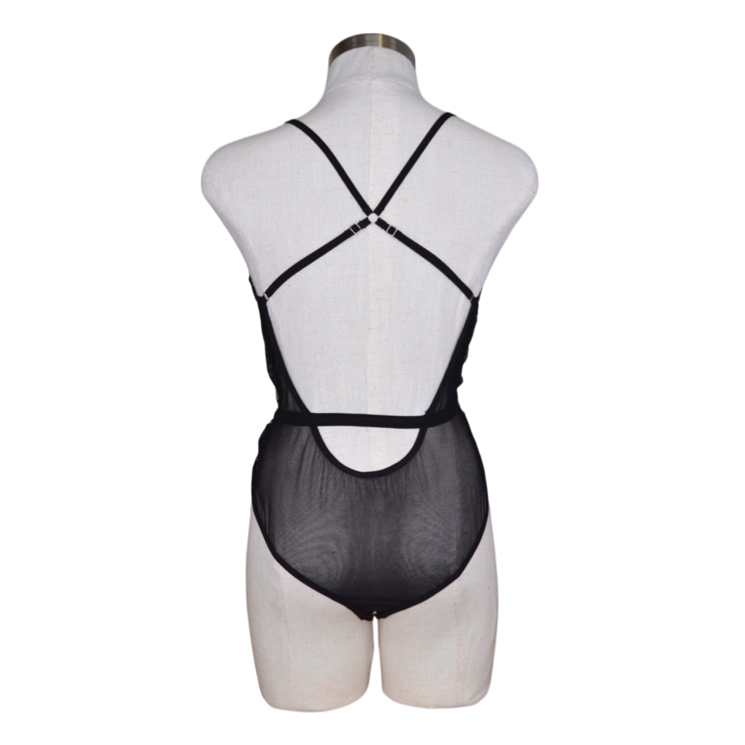 39404 Mesh Foil Embroidered Deep V Teddy