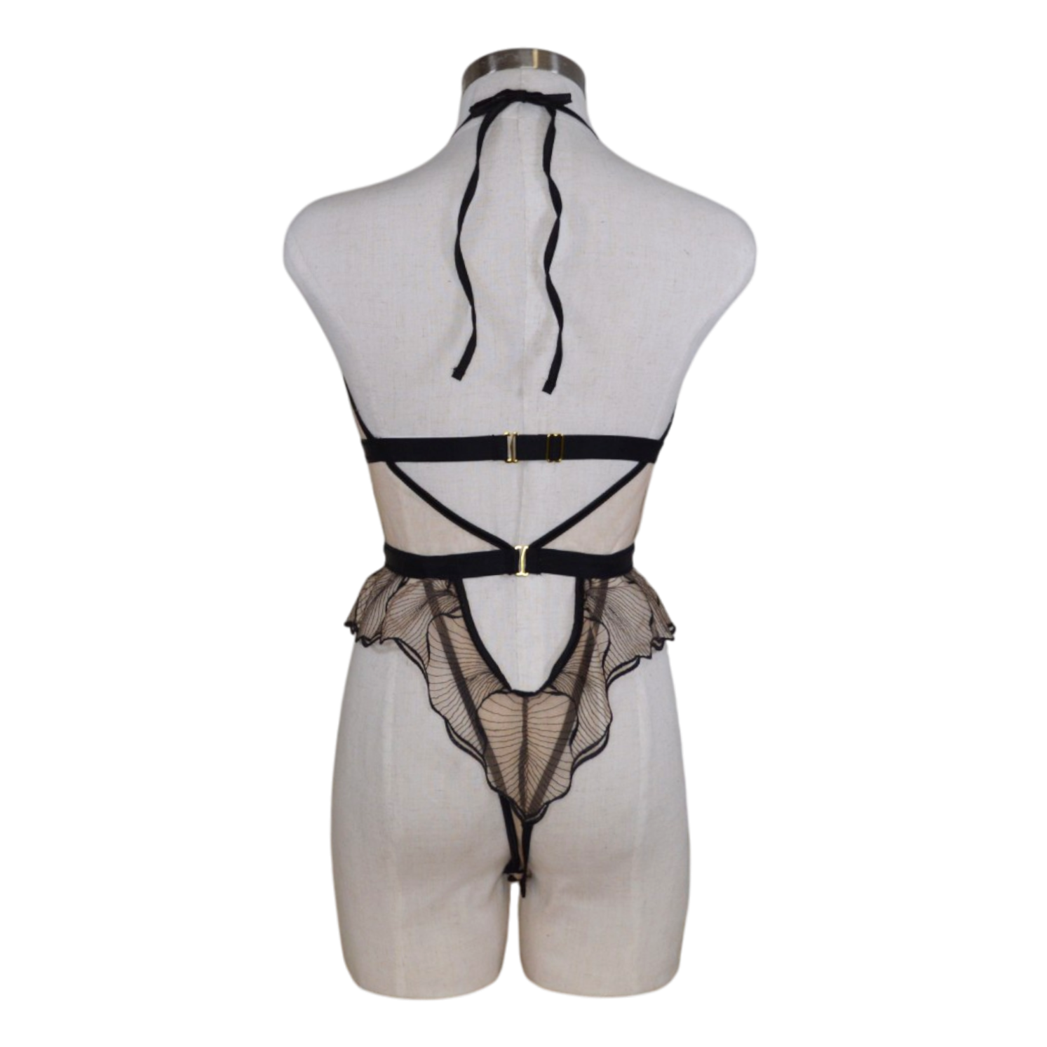 80024 Sheer Embroidered Halter Teddy