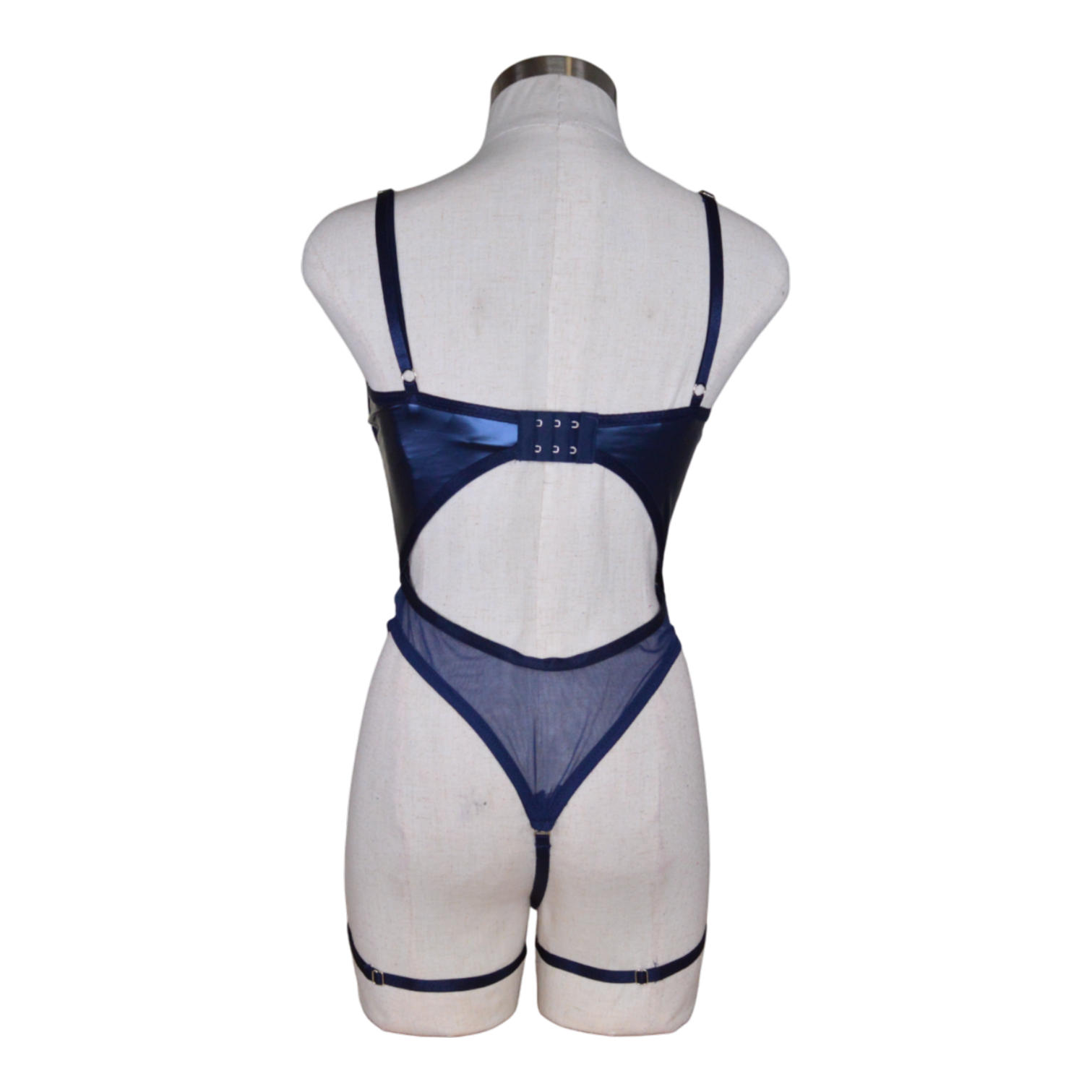 25204 Darque Midnight Wet Look & Lace Teddy