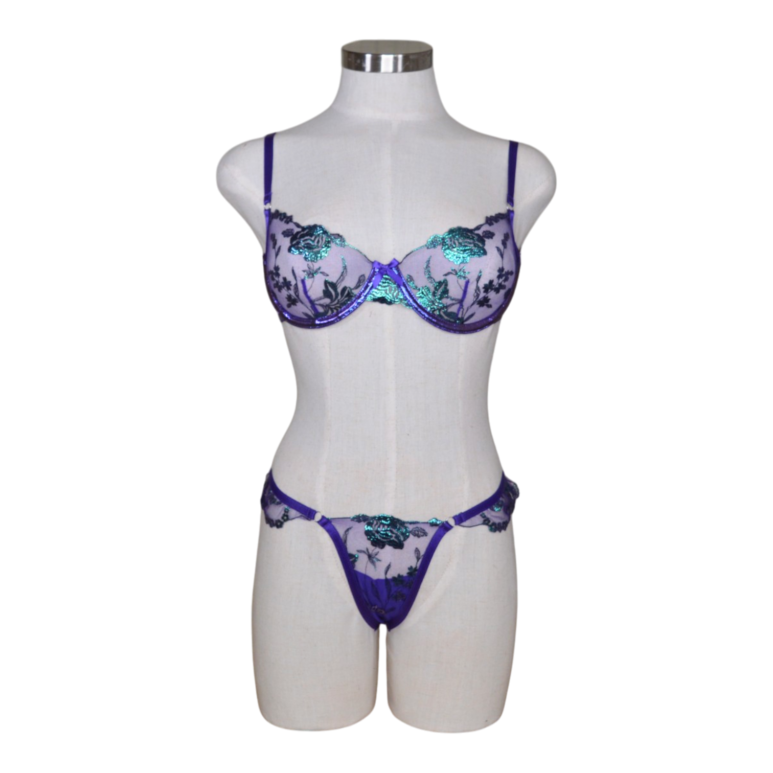 1043 Electric Shimmer Metallic Floral Embroidered Set