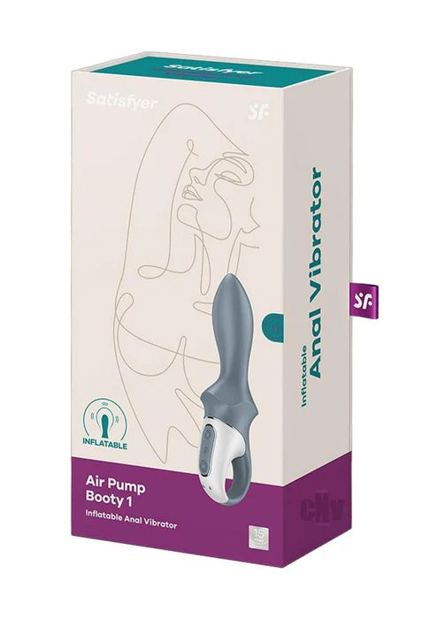 Satisfyer Air Pump Booty 1 Rechargeable Silicone Anal Vibrator -Gray/White