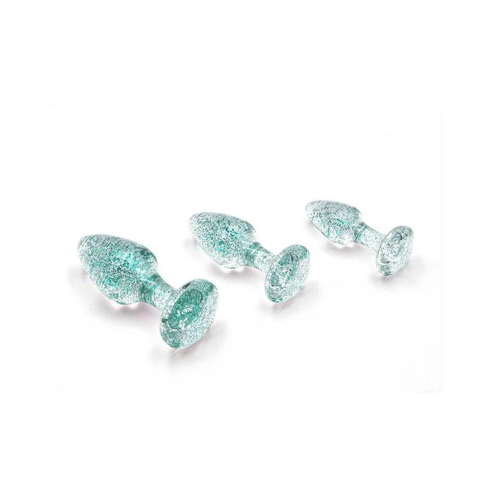 Adam & Eve Glitter Gem Butt Plug Set Blue Adam & Eve Glitter Gem Butt Plug Set Blue