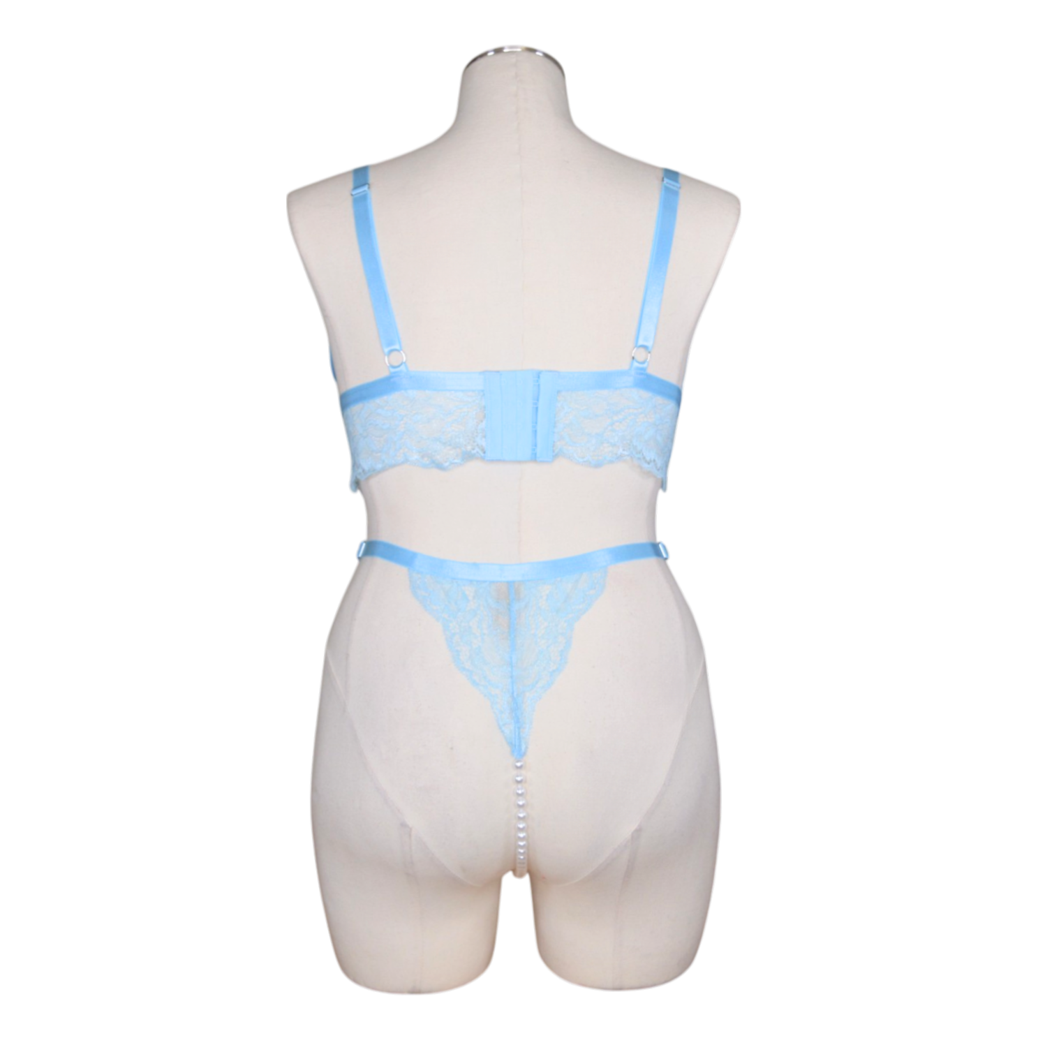 2640 Metallic Lace Pearl Babydoll Set