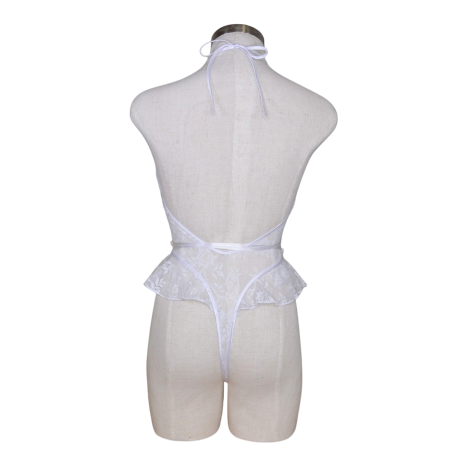 80018 Plunge Sheer Lace Teddy