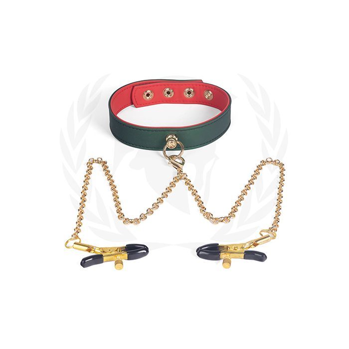 Spartacus PU Collar w/Nipple Clamps