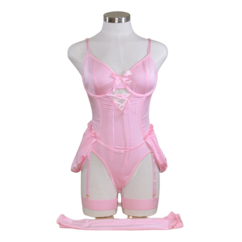 11686 Pink Lace Up Teddy