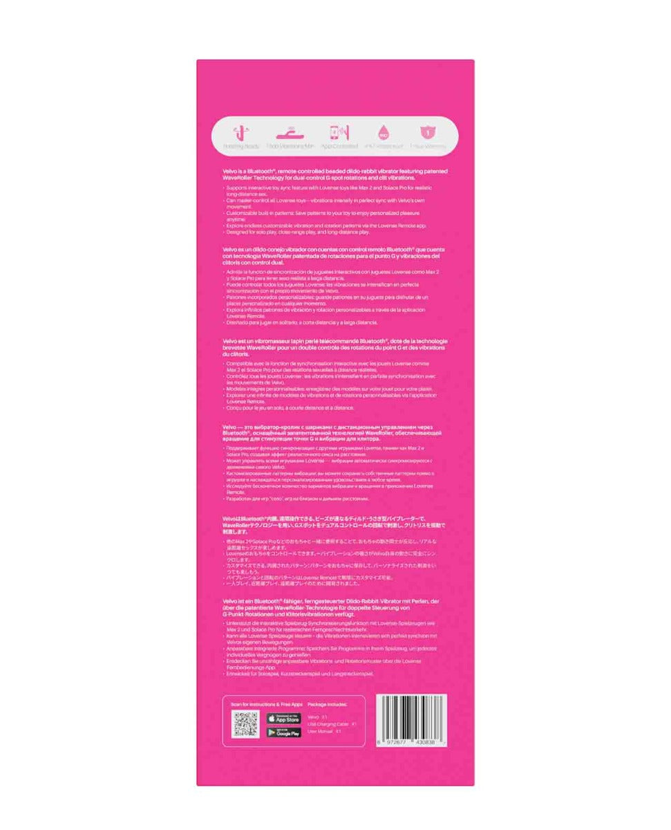 Lovense Velvo G-Spot & Clitoral Rabbit Vibrator - Pink