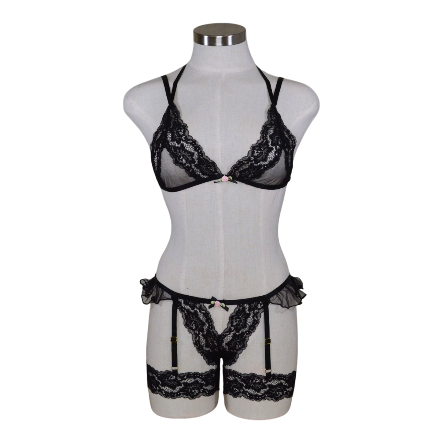 86146 Lace Trimmed Sheer Set