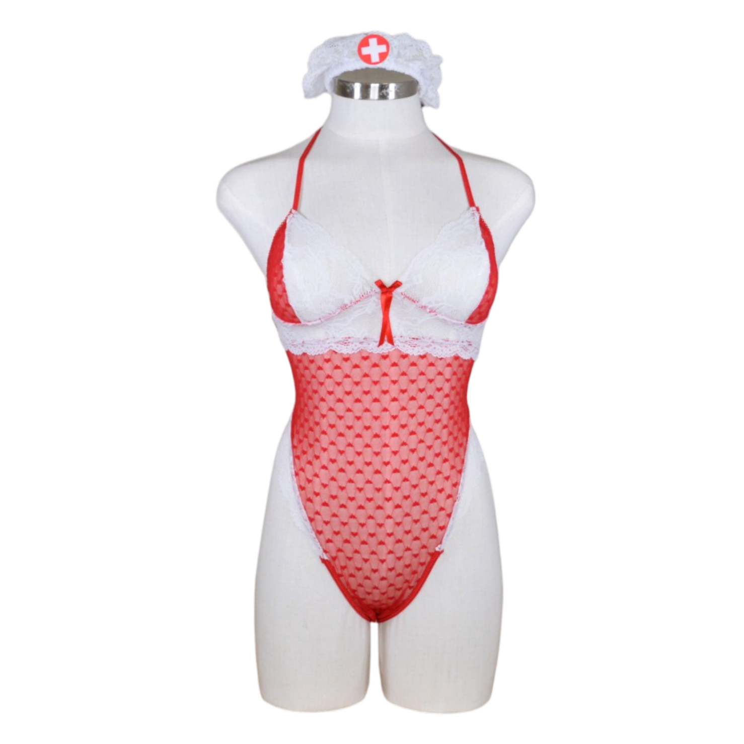 60070 Sheer Halter Nurse Teddy