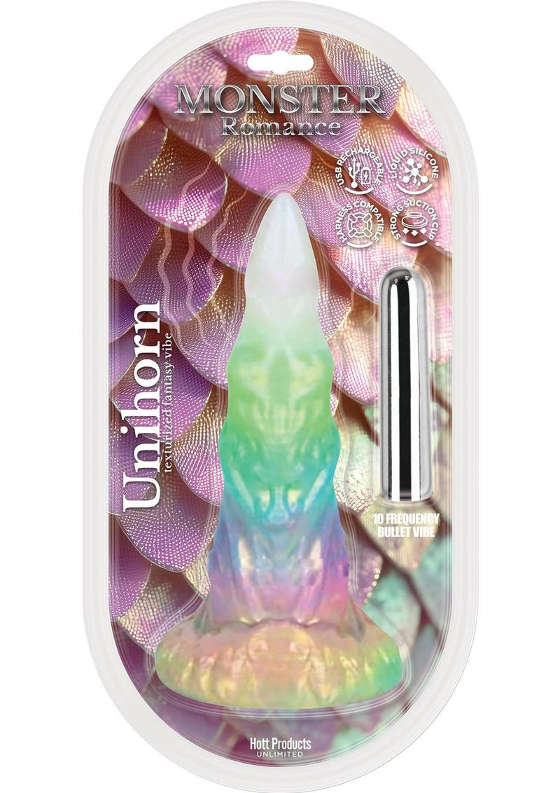 Monster Romance Unihorn Fantasy Rechargeable Silicone Dildo with Bullet Vibrator