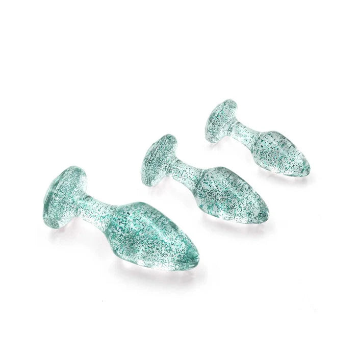 Adam & Eve Glitter Gem Butt Plug Set Blue Adam & Eve Glitter Gem Butt Plug Set Blue