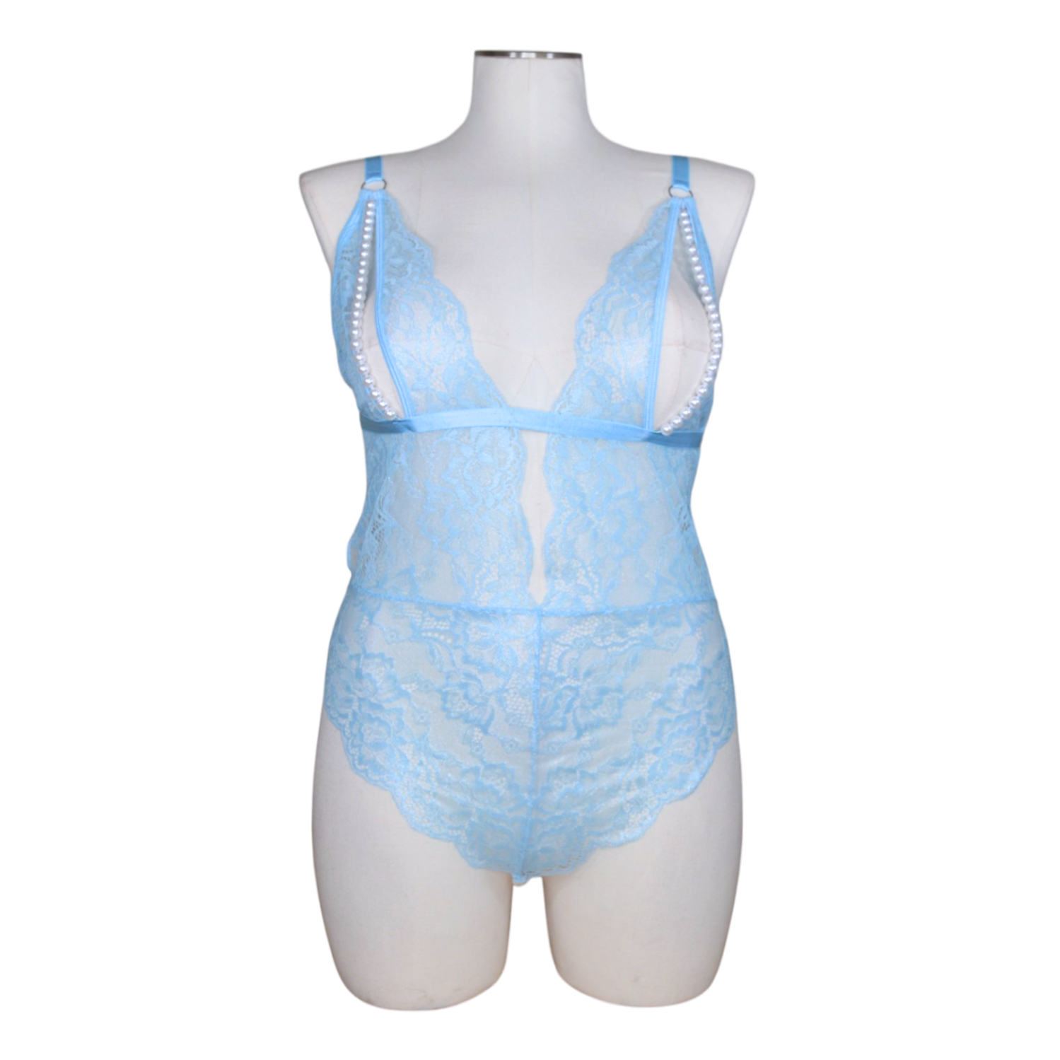 2639 Metallic Foil Lace Pearl Teddy