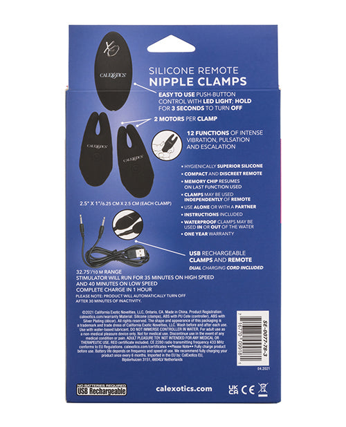 Silicone Nipple Clamps w/Remote - Black