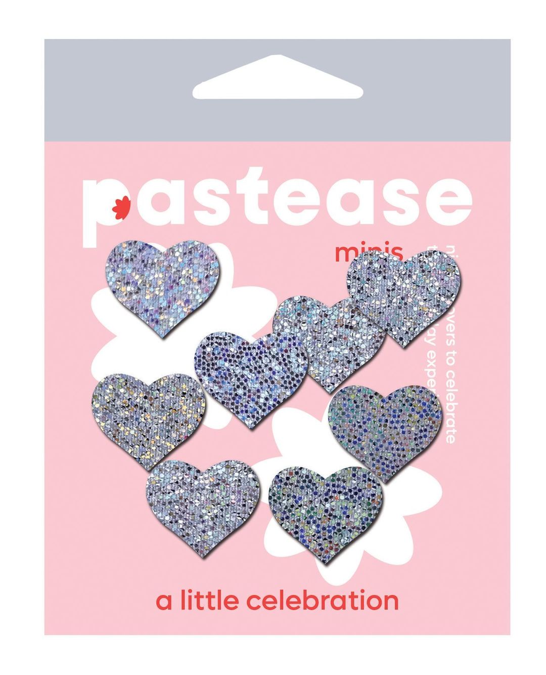 Pastease Mini Glitter Hearts Silver Pack of 8