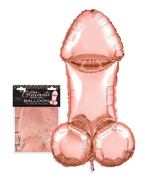 Glitterati Penis 3ft Mylar Balloon -Rose Gold